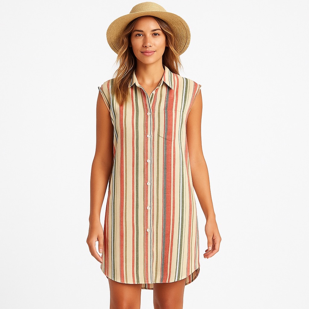 Old Navy Striped Linen Dress/Beach Coverup